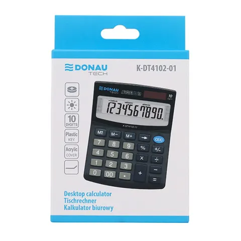 Kalkulator Biurowy Donau Tech, K-Dt4102, 10 Cyfr, (Citizen Sdc 810) 125x100x27 Mm., Czarny