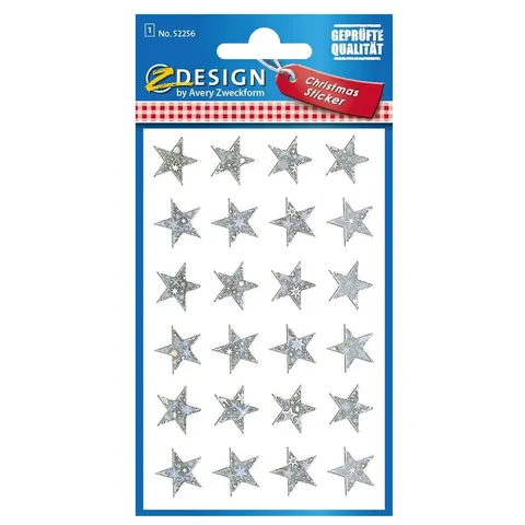 Avery Zweckform Naklejki Z-Design Foliowe Srebrne Gwiazdy 52256