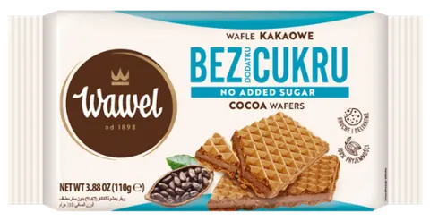 Wafle Kakaowe bez dodatku cukru 110g - Wawel