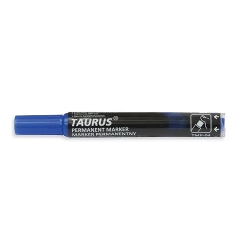 Marker permanentny z tłoczkiem okrągły TAURUS niebieski 1szt. /TMP-04/