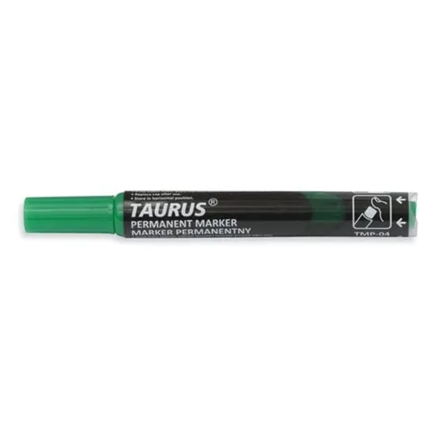 Marker permanentny z tłoczkiem okrągły TAURUS zielony 1szt. /TMP-04/