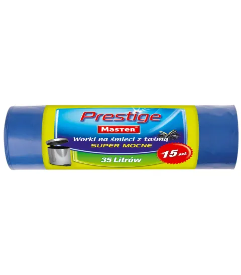 MASTER PRESTIGE WORKI NA ŚMIECI Z TAŚMĄ 35L 15SZT. SUPER MOCNE LDPE