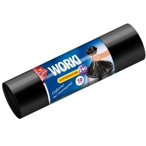 Worki na śmieci SUPERMOCNE 240L 10szt czarne LDPE WNS-3906V1 ANNA ZARADNA