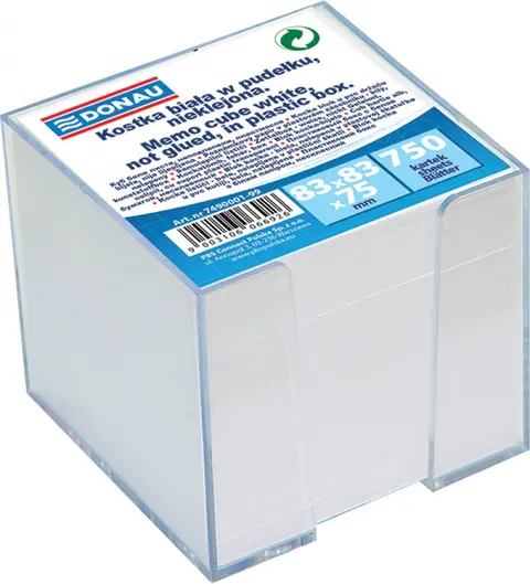 Kostka nieklejona Donau w pojemniku 92 x 92 x 82 mm biała