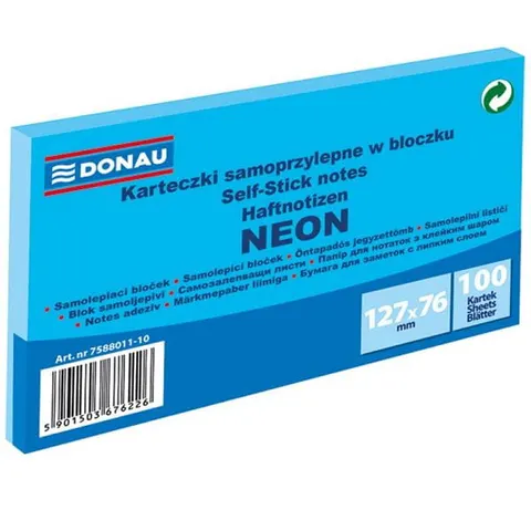 Karteczki samoprzylepne 127x76 7588011-10 neon niebieski DONAU