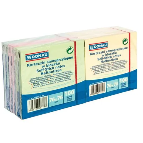 Notes samoprzylepny DONAU 76x76mm 100 kartek 12 szt mix kolorów /7586012-99/