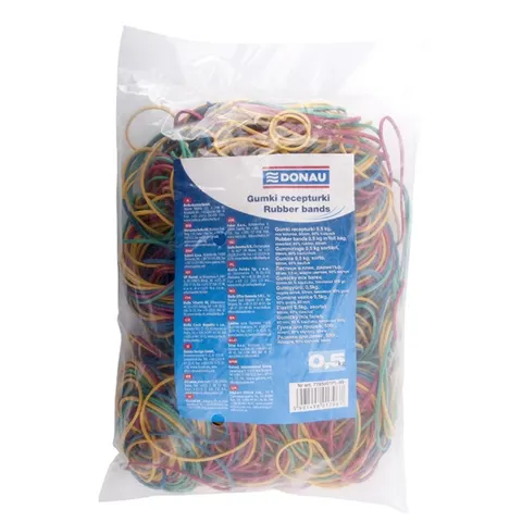 Gumki recepturki średnica 60mm 1,5 x 1,5mm 80% kauczuku 500g mix kolorów DONAU 7785001PL-99 DONAU