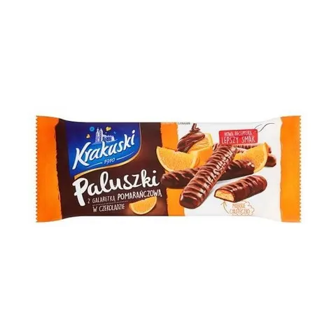 Ciastka paluszki w czekoladzie KRAKUSKI pomarańczowe 144g