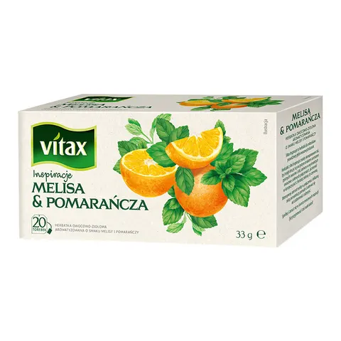 Herbata ziołowo-owocowa z zawieszką VITAX MELISA z pomarańczą 20szt.