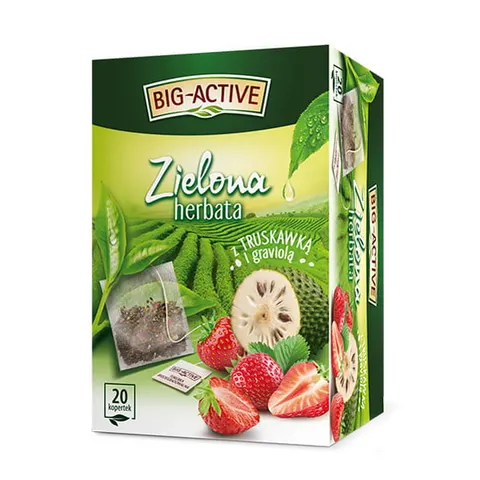 Herbata zielona ekspresowa truskawka i graviola BIG ACTIVE 20szt.