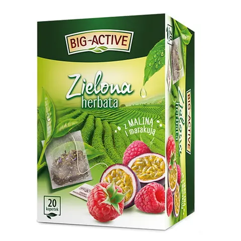 Herbata BIG ACTIVE zielona z maliną i marakują 20 torebek