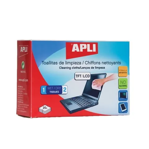 Chusteczki do czyszczenia ekranów TFT/LCD APLI 2x20szt. /AP11828/