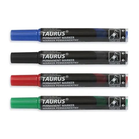 Marker permanentny z tłoczkiem okrągły TAURUS czarny 1szt. /TMP-04/