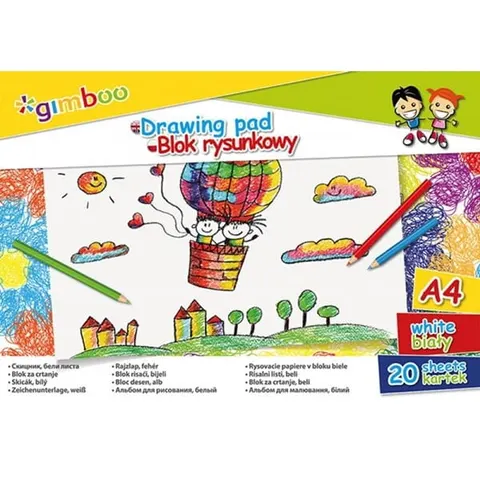 Blok Rysunkowy A4 20 Kartek Biały 70g Gimboo