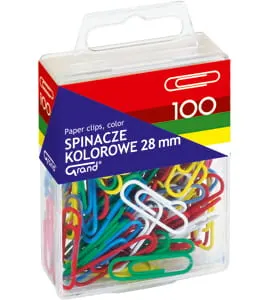 Spinacze biurowe 28mm okrągłe kolorowe GRAND 100szt /110-1139/