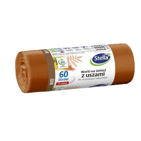 Worki na śmieci 60L LDPE 25µm STELLA do segregacji brązowe 14szt. (bio) /ST-ST-035175/