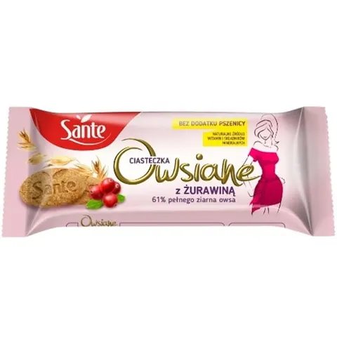 Ciasteczka SANTE owsiane z żurawiną FIT 135g