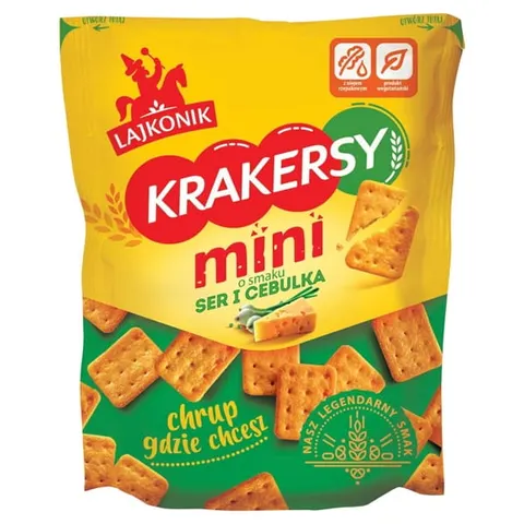 Ciastka krakersy LAJKONIK mini cebulka i ser 100g