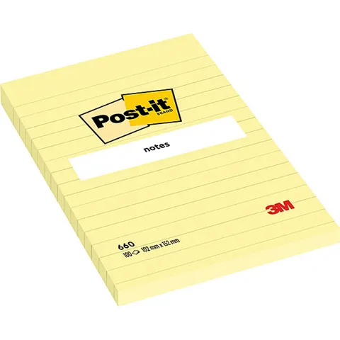 NOTES SAMOPRZYLEPNY 102x152mm 100 KARTEK 660 W LINIĘ ŻÓŁE 3M POST-IT