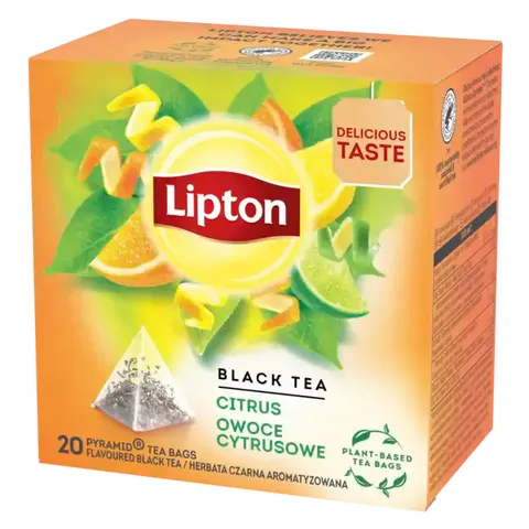 HERBATA LIPTON EKSPRESOWA 20 torebek PIRAMIDKI OWOCE CYTRUSOWE