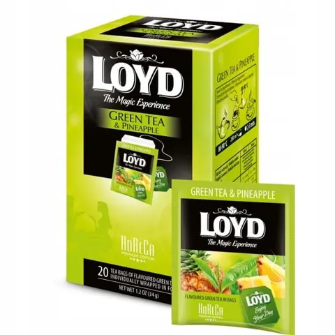 HERBATA ZIELONA KOPERTOWANA LOYD GREEN TEA PINEAPPLE ANANAS 20szt.