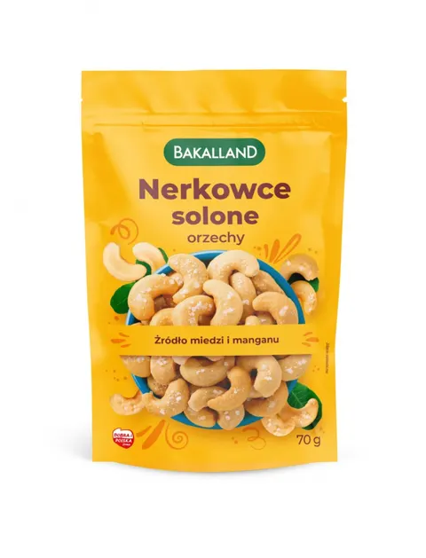 Bakalie orzechy nerkowca 70g BAKALLAND lekko solone