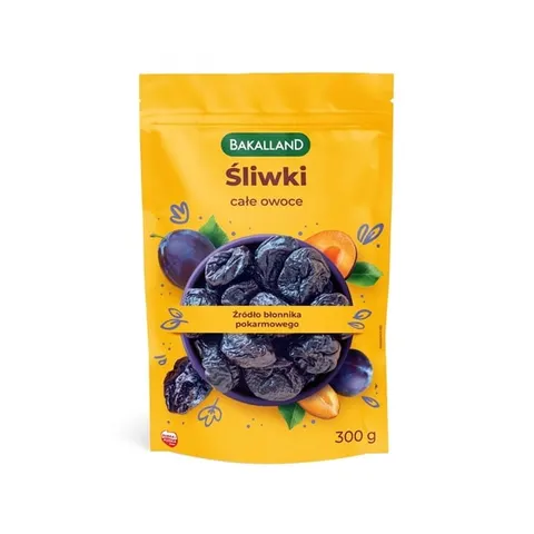 Bakalie śliwka suszona całe owoce 300g BAKALLAND