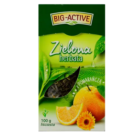 Herbata zielona liściasta 100g BIG-ACTIVE z pomarańczą