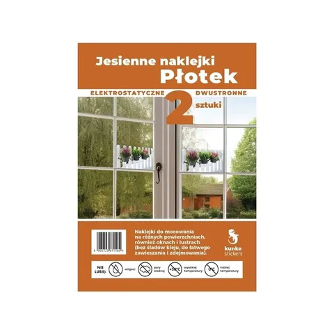 Naklejki/ozdoby elektrostatyczne KUNKE STICKERS dwustronne jesienne płotek 2szt. /0443-980D8/