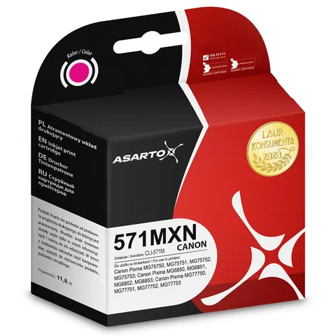 Tusz CANON CLI571M MG5750/6850 ASARTO magenta