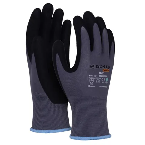 Rękawice Donau Safety Flex, kat. II, rozm. 9, szare