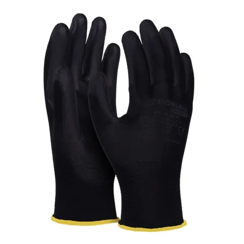 Rękawice Donau Safety PU Black, kat. II, rozm. 8, czarne