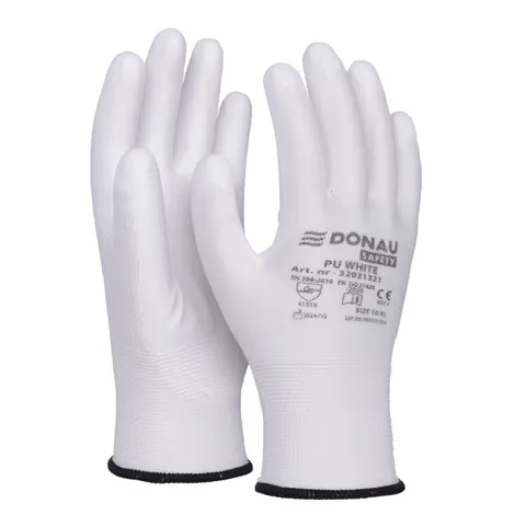 Rękawice Donau Safety PU White, kat. II, rozm. 10, białe