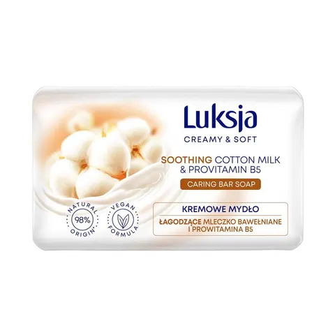Kremowe mydło w kostce Mleczko bawełniane i Prowitamina B5 90g Luksja Creamy & Soft