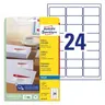 ETYKIETY PAPIEROWE 63,5x33,9mm AVERY ZWECKFORM ADRESOWE ULTRAGRIP 25ark 600etykiet BIAŁE /J8159-25/