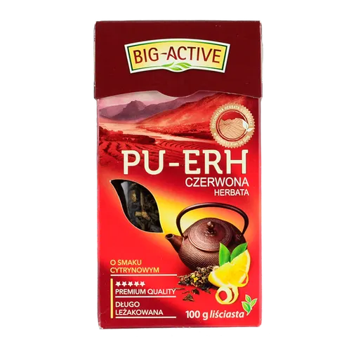 Herbata czerwona liściasta 100g BIG-ACTIVE PU-ERH cytrynowa