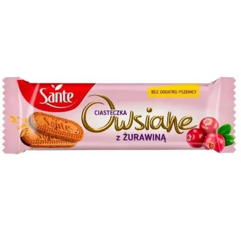 Ciastka owsiane 30g z żurawiną SANTE