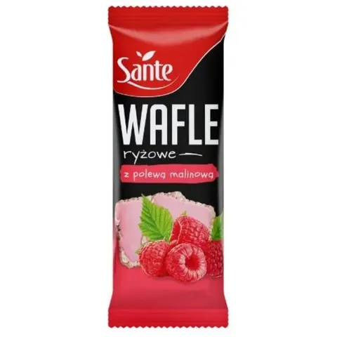 Wafle ryżowe 66g SANTE z polewą malinową