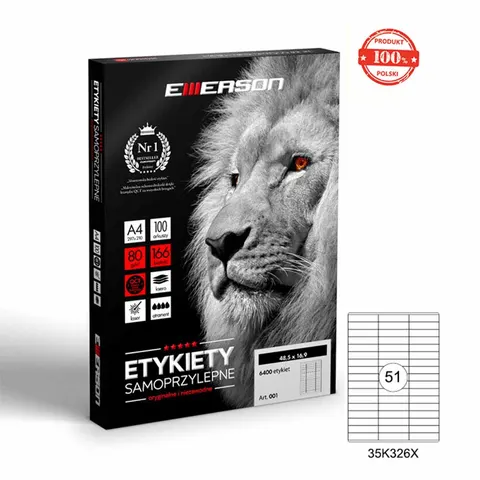 Etykiety samoprzylepne uniwersalne A4 70 x 16,9 mm 100 ark (44)