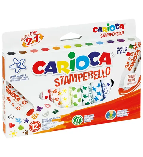 Flamastry dwustronne z pieczątkami Carioca 12 szt.