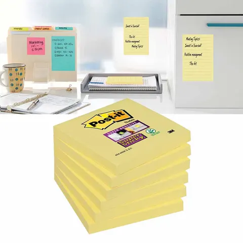 Karteczki samoprzylepne 3M Post-it Super Sticky 76 x 76 mm żółte 6 x 90 szt.
