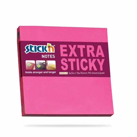 Karteczki samoprzylepne Stick'n extra mocne 76 x 76 mm neonowy różowy 90 szt.