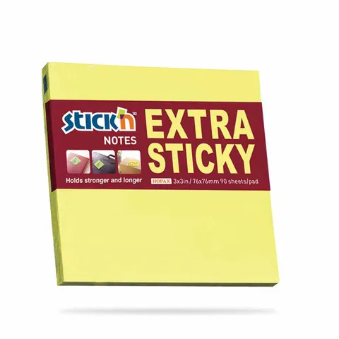 Karteczki samoprzylepne Stick'n Extra Sticky 76x76mm 90 kartek żółty neon