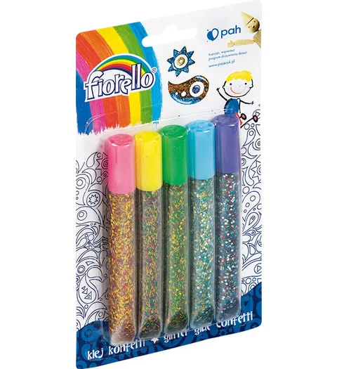 Klej brokatowy confetti Fiorello 5 x 13 ml