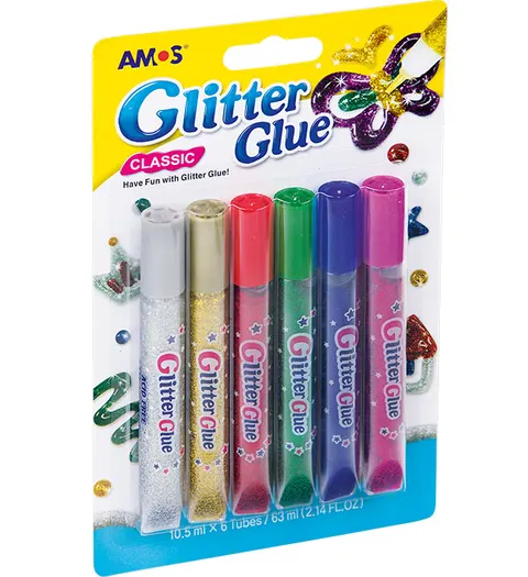 Klej z brokatem Amos 10,5ml x 6 szt.