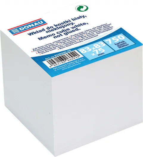 Kostka biurowa nieklejona Donau 83 x 83 x 75 mm biała