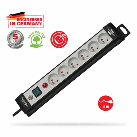 Listwa zasilająca BRENNENSTUHL Premium-Line 6 gniazd 3 m szara