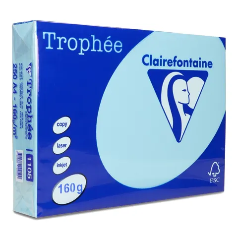 Papier kolorowy pastelowy Trophee A4 160 g błękitny 250 ark