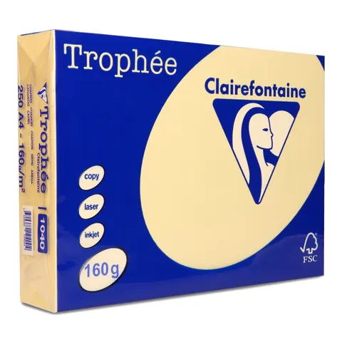 Papier kolorowy pastelowy Trophee A4 160 g kremowy 250 ark