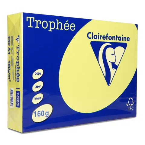 Papier kolorowy pastelowy Trophee A4 160 g żółty 250 ark